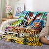 1PC Animal Friends Garden Custom Name Patterned Flannel Blanket Suitable For All Seasons For Home Decor Warmth And Comfort Gifts Holiday Present