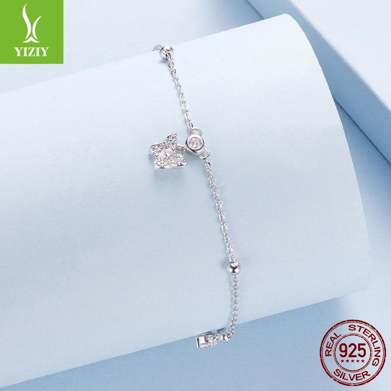 S925 Sterling Silver Butterfly Anklet Adjustable Wind Simple Versatile Butterfly Anklet Jewelry