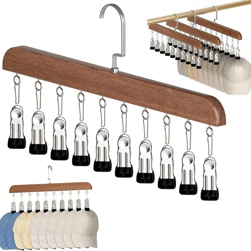 Closet Organizer with 10 Clips - Space Saving Hanging Closet Organizer, Saving Hat Scarf Clothespins for Jeans Skirts Socks Pant Hangers with Clips