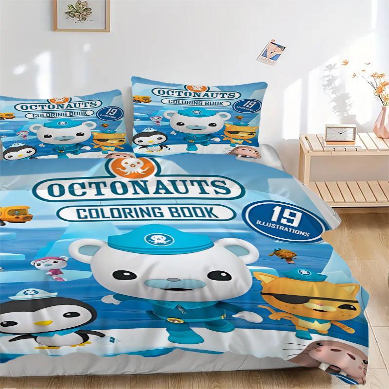 Octonauts Abenteuer Quest Druck 3-teiliges Bettwäsche-Set Bettbezug mit 2 Kissenbezügen Zuhause Geburtstagsgeschenk