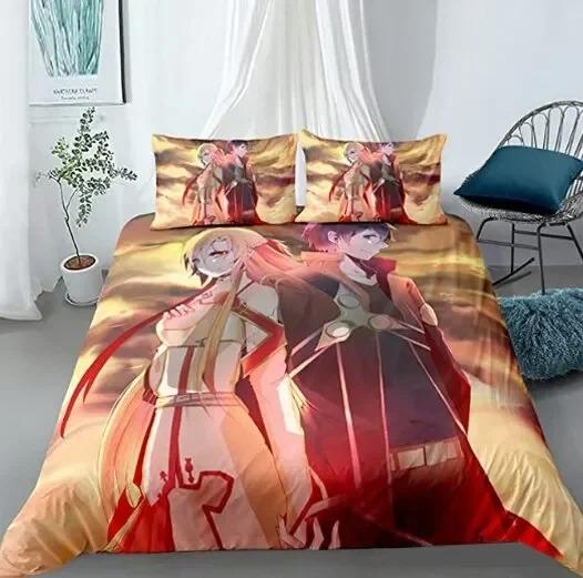 Anime Sword Art Online Bettwäsche-Set Bettbezug Schlafzimmer Deckenbezüge Einzel-Doppel-King-Size Steppdeckenbezug Heimtextilien Werkzeug