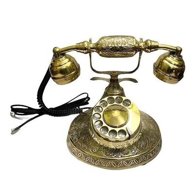 Mosazný povrch Námořní telefon ve stylu maharadža Mosazný pevný telefon, mosazný kulatý telefon