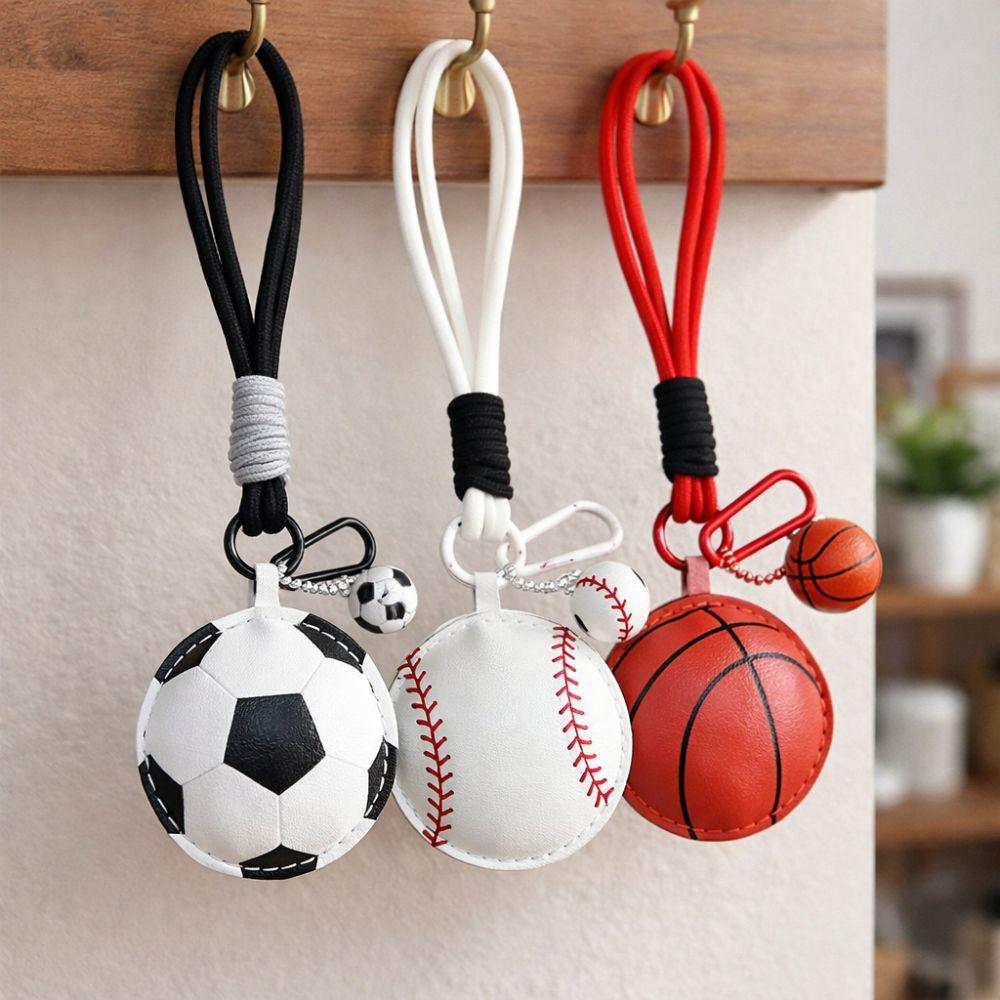 Cartoon Sports Ball Keychain PU Leather Sports Themed Gift Charm Gift for Sports Lovers