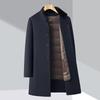 Men's Winter Wool Coat with Mink Fur Collar and Down Liner