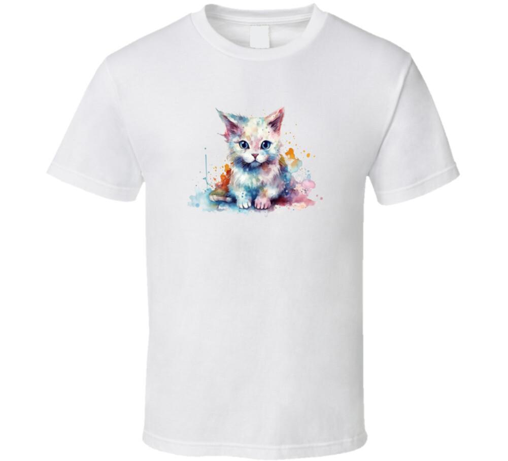 Cat Painted Tee Pretty Cat Lover Tshirt Feline Novelty Unisex T Shirt XL