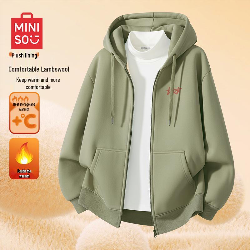 MINISO Men's Loose Fit Hooded Fleece Sweatshirt