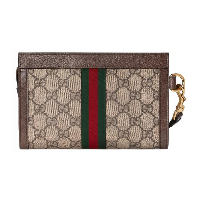 Gucci Ophidia classic fashion presbyopic Logo striped webbing strapless canvas patchwork clutch bag wrist bag handbag women's style