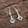 Swiss Blue Topaz Gemstone 925 Stamped Silver Jewelry Zircon Long Earrings 1.84" CZE-9-6