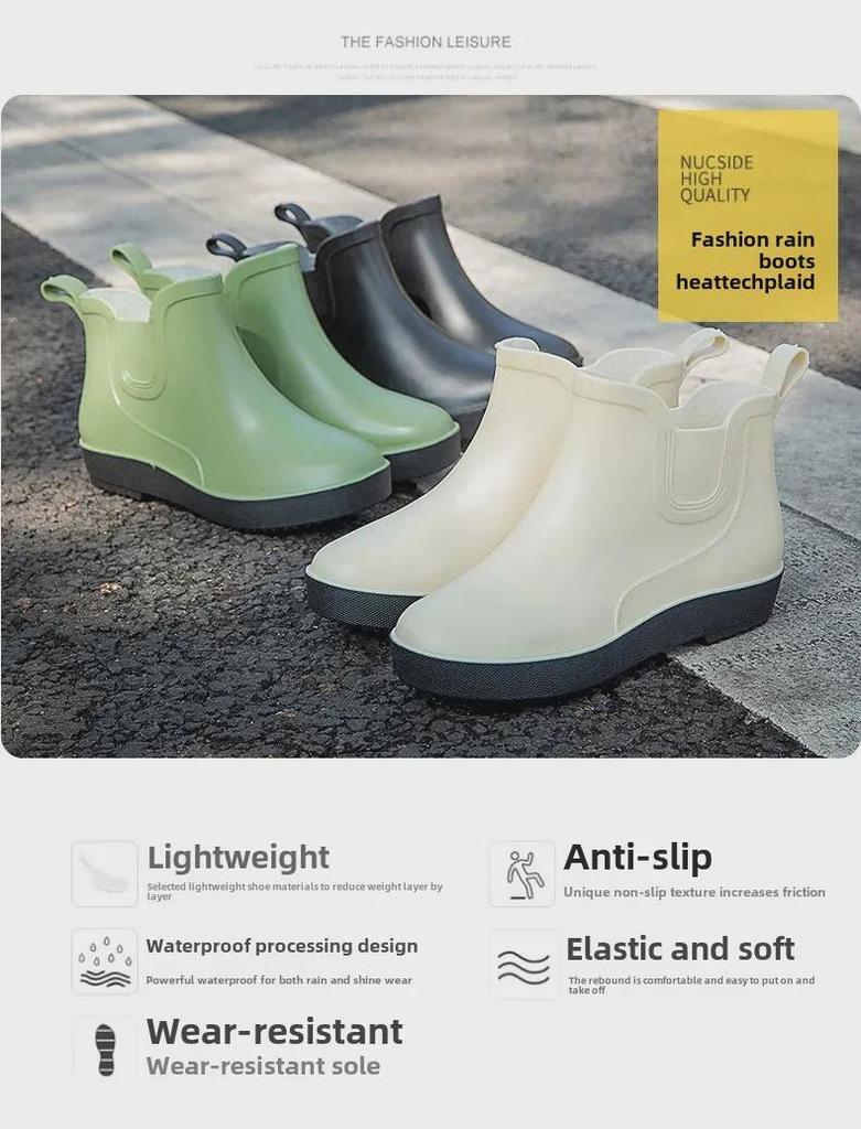 Wasserdichte, rutschfeste, modische Regenstiefel für Damen – kurzes Rohr, dicke Sohle, perfekt für Outdoor-Aktivitäten wie Angeln und Autowaschen
