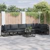 Garden Sofa Set with Cushions 6 Pcs Black Aluminum
