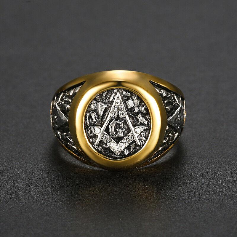 

Wing of Dream WIng W Mens Freemason Masonic White AG CZ Ring for Men Stainless Steel Size 5-16 6