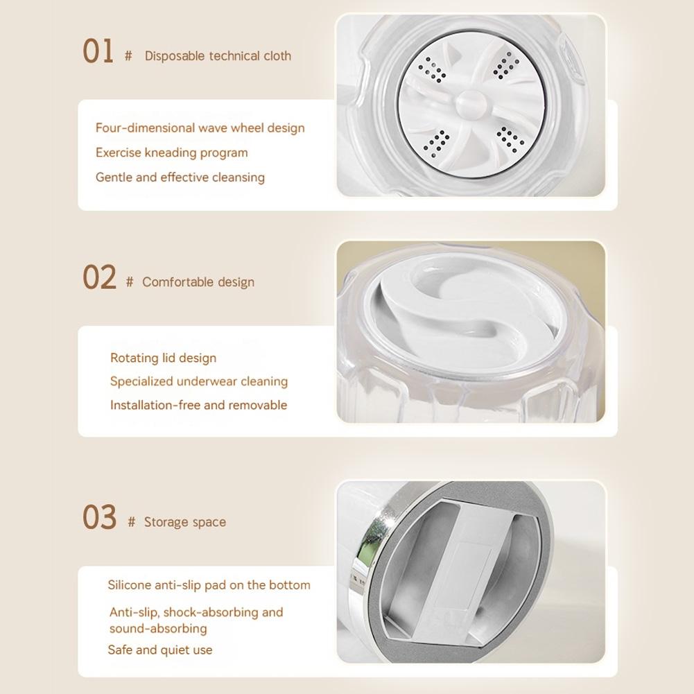 1L Portable Mini Washing Machine with 2 Modes Underwear Washing Machine for Apartment Dorm Hotel Travel & Camping