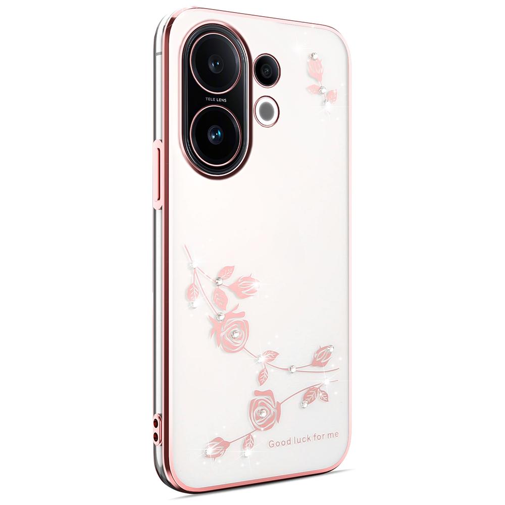 

KADEM For vivo S30 5G Case Flower Rhinestone Decor TPU Phone Cover Rose Gold