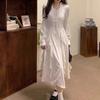 French White Lace Dress Female Pure Desire Spring and Autumn New Temperament Waist Hepburn Style Long Skirt