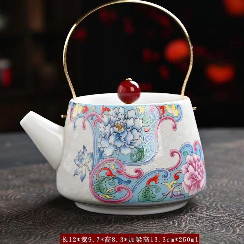 Chinese Teaware 3 Pieces Set, Making Tea Teapot and Cups, Ceramic Drinkware Teacups, Household Small Ceramic Cute Pot, Porcelain