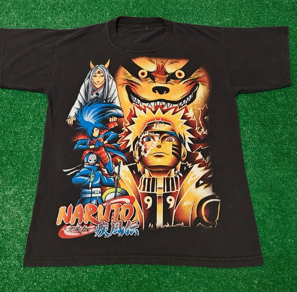 Vintage Naruto Anime Cartoon Madara Obito Uchiha Double Sided VTG Mens Size M S