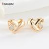 Gold-Plated Brass Metal Pave Setting Zircon Simple Heart-Shaped Stud Earrings For Women Fashion Party Jewelry