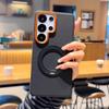 Samsung S26 Ultra Leather Texture Magnetic Stand Case - Color Block, Anti-Fall, Rotating Cover