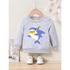 Shark Cartoon Print Casual Crew Neck Long-sleeved Sweatshirt , Trendy Pullover Sportswear For Spring And Autumn