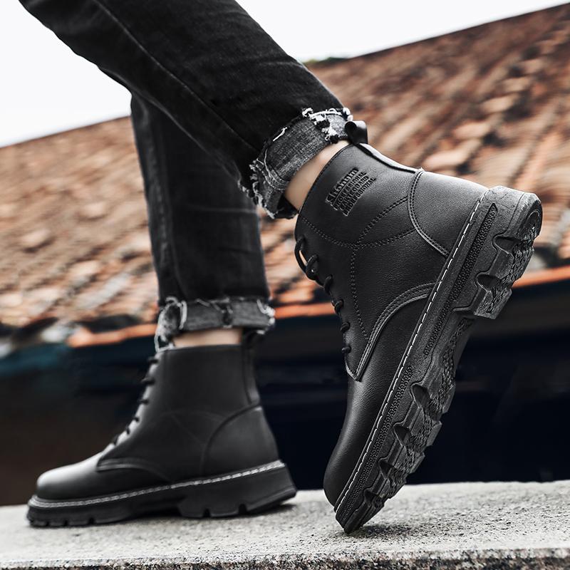 Autumn New Fashion Boots Men's High Top British Style Trendy Versatile Korean Sports Casuals Breathable Mid-Top Workwear Boots