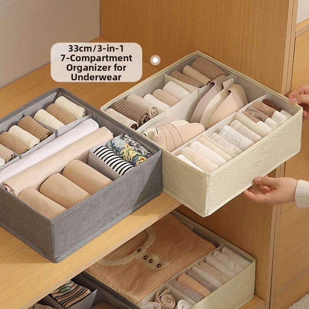 7 Grid Bra Storage Case Foldable Wardrobe Socks Organizer Durable Closet Underwear Bin Panties