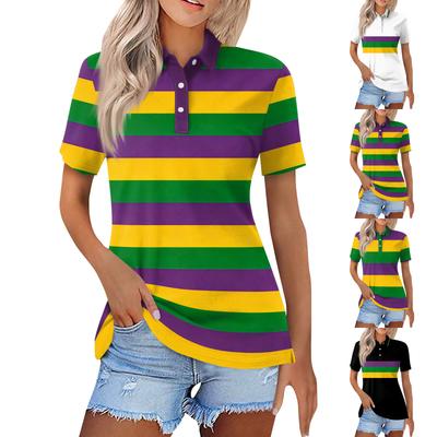 Women's Fashion Casual Lapel Short Sleeve Printed Shirt Women's Button Up Tops