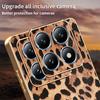 For Xiaomi 15T Case Leopard Print PU Leather Coated PC + TPU Electroplating Phone Cover