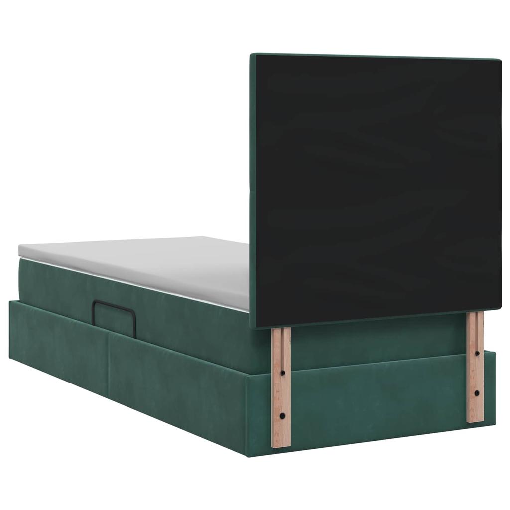 Storage Bed with Mattress Dark Green 90 X 200 Cm Velvet