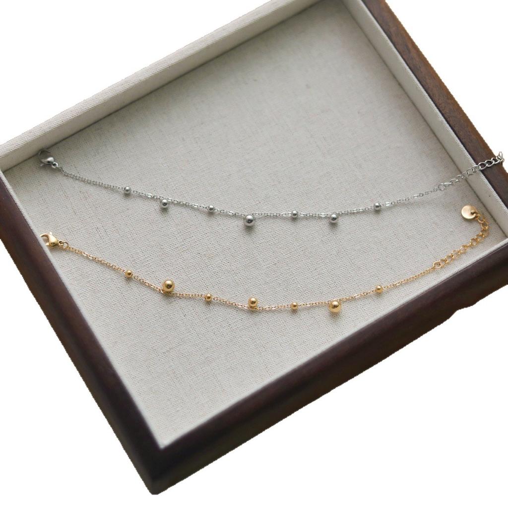 Minimalist Round Bead Titanium Steel Bracelet, Niche Versatile Trendy Jewelry