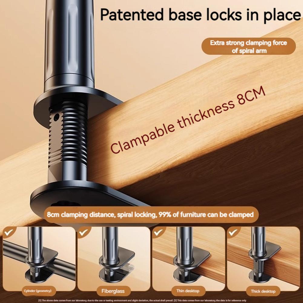 Bedside Phone Holder Clip 360°Rotatable Flexible Long Arm Stand Multi-Purpose Overhead Cell Phone Clamp for Bedroom Living Room