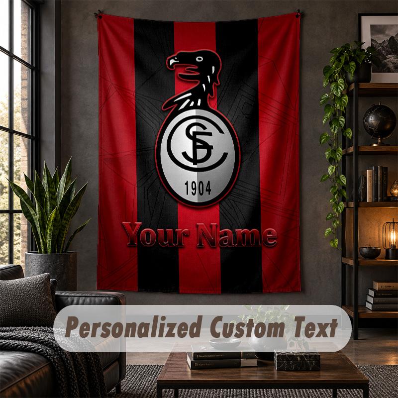 Personalisierte Wandtapisserie, SC Freiburg FC Benutzerdefinierter Text, Wandkunst aus weichem Stoff für die Innendekoration