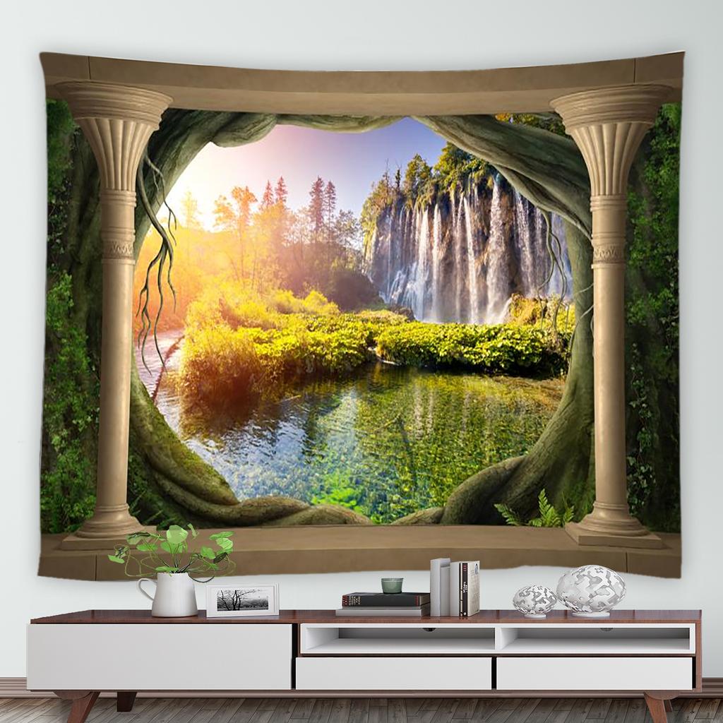 Natural Cave Ocean Landscape Printing Pattern Tapestry Home Living Room Dormitory Wall Decor Background Cloth Tapestry