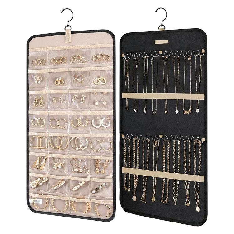 Portable Jewelry Rack with Metal Hook Jewelry Storage Roll for Storing Earrings