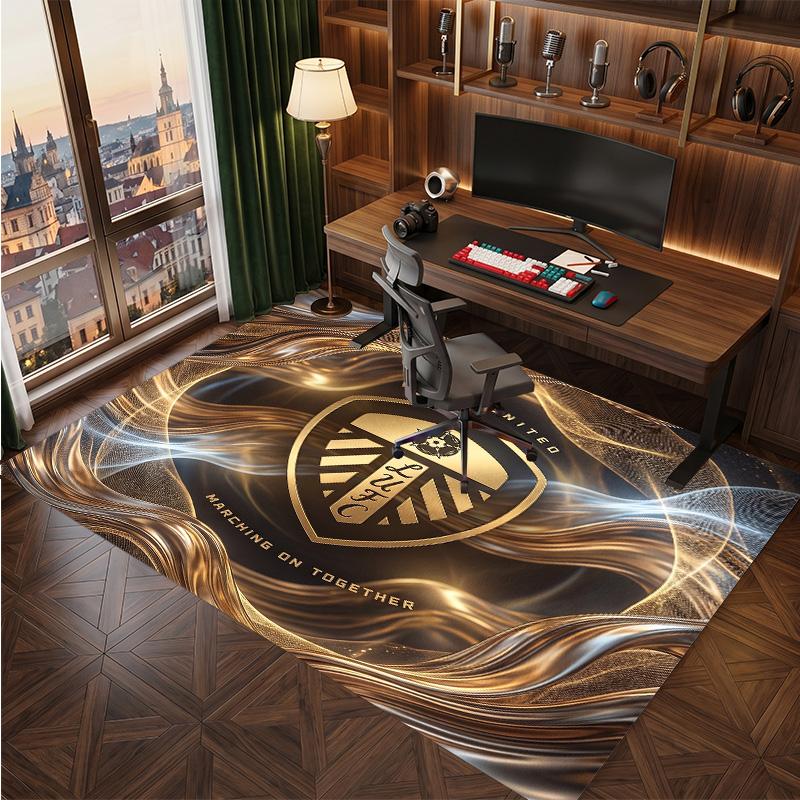 Tappeto in Velluto di Cristallo con Stampa del Leeds United Football, Comodo Assorbente d'Acqua Antiscivolo Tappeto per Pavimenti Interni