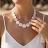 Mermaidcore schillernde Muschel-Scheiben-Choker für Damen Y2K Ästhetik Imitation Perle Rundes Halsketten Sommer Strandurlaub Schmuck