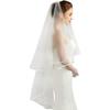 YARNOW Delicate Beige Bridal Veil with Comb for Wedding and Photo Props, Short Polyester Veil Adding Softness and Fresh Vibe, Elegant Bride Hair