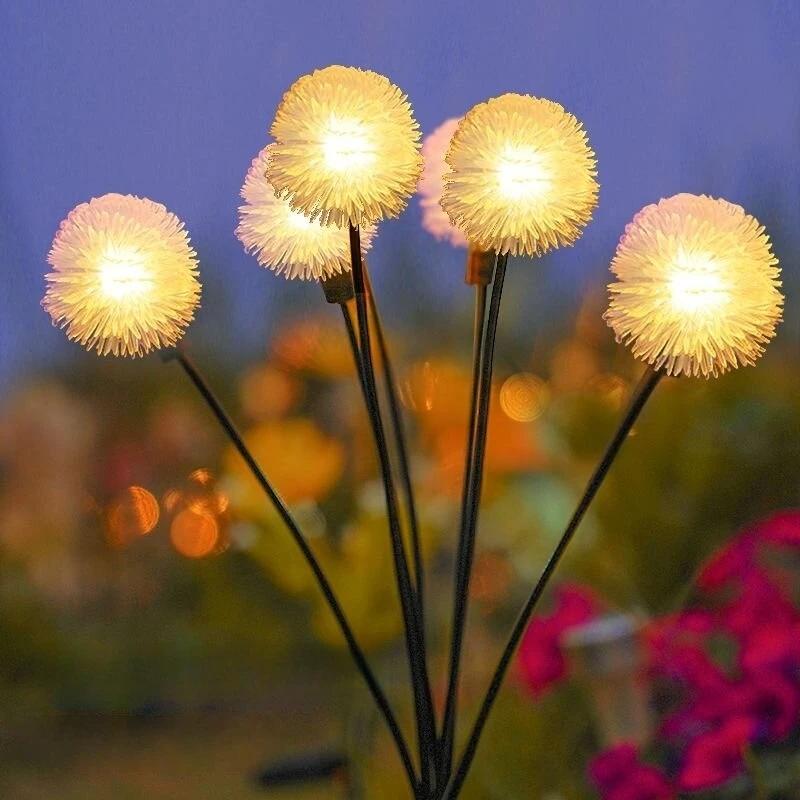 

1/2/4pcs Solar Dandelion Lights 6 Heads Always on/flashing Lawn Lamp LED Landscape Lighting Garden decoration Ground plug light 1pc