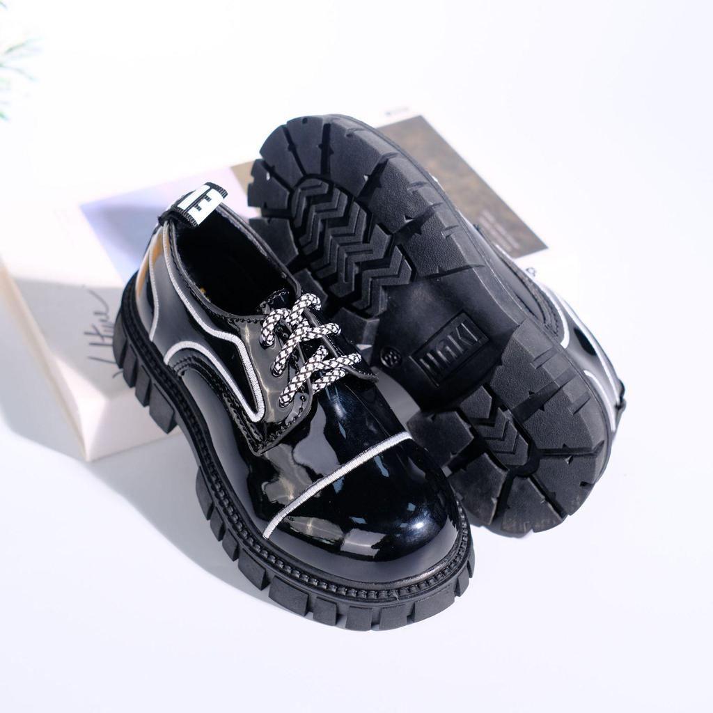Children's 2025 Thick-Soled British-Style Leather Slip-On School Shoes