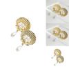 Trendy European American Natural Shell Pearl Earrings Chic Geometric Design Stylish Gold Alloy Jewelry