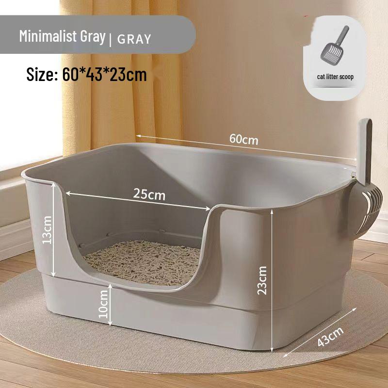 Extra Large Semi-Enclosed Splash-Proof Cat Litter Box for Maine Coons