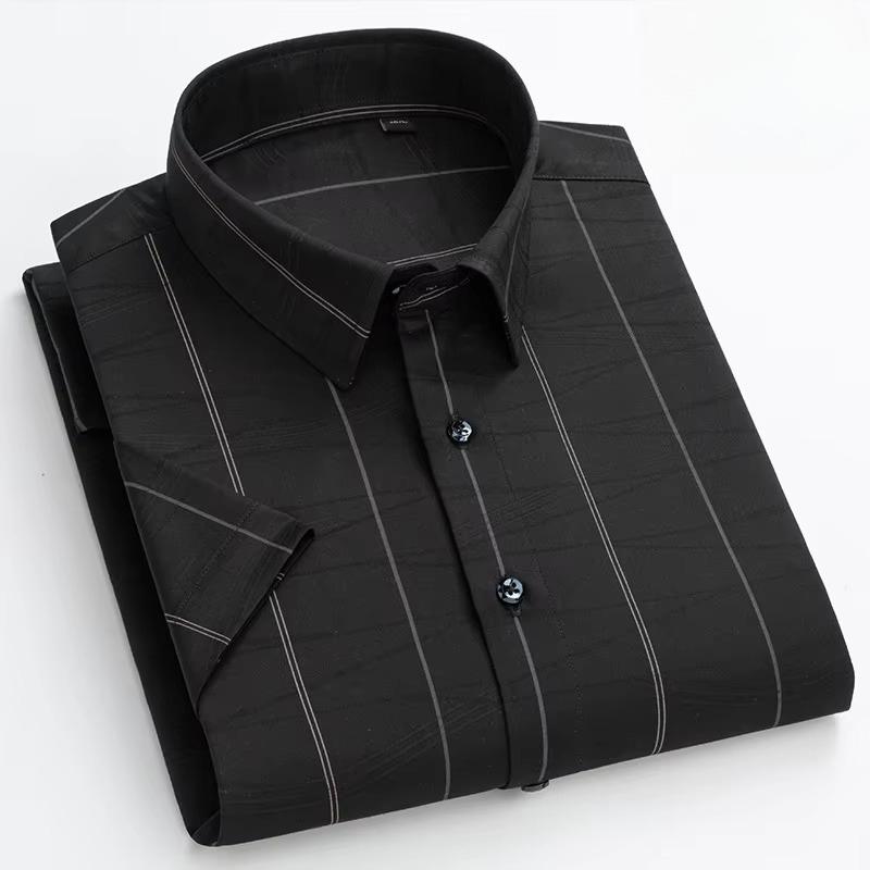 Luxury hight qulity short sleeve shirts for men Silk slim fit formal shirt summer thin  hawaiian clothes soft ModaL office tops