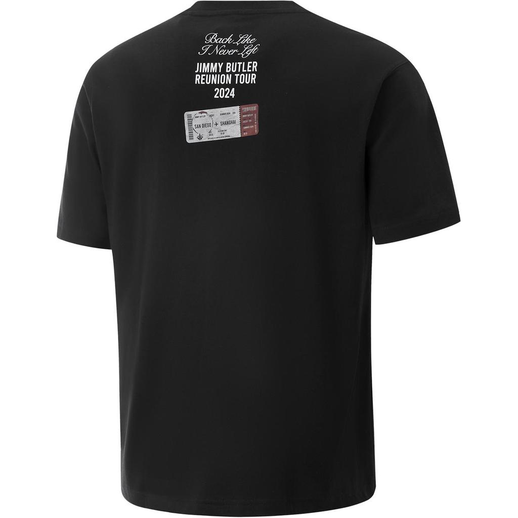 Li-Ning Jimmy Butler China Tour Round Neck Comfortable Casual Printed Loose Short Sleeve T-Shirt Men Tops Black AHSUG19-1