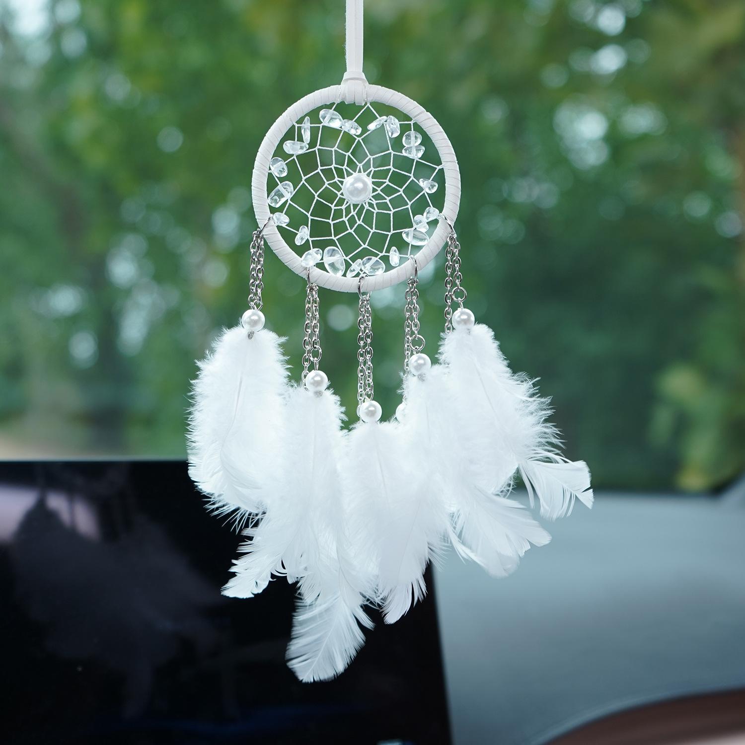 

Bohemian-style Natural Crystal Dreamcatcher Wall Decoration for Bedrooms Handcrafted Car Ornament with Sophisticated Appeal