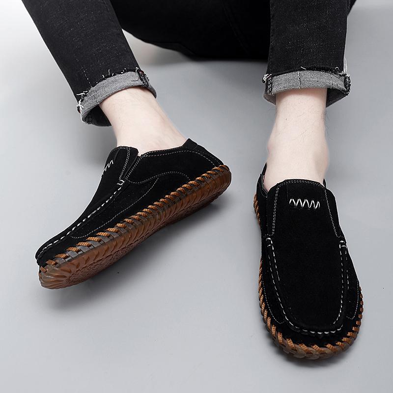 Fashion Men Shoe Casual Leather Mens Flats New Male Non-slip Loafers Fashion Male Slip On Walking Shoes Breathable Men's Business Shoes