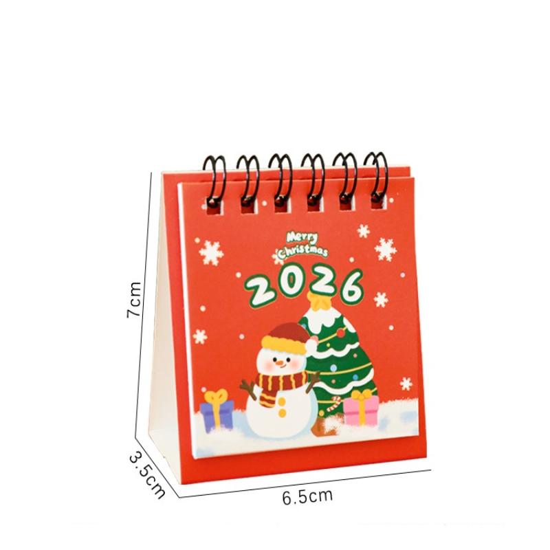2026 Mini Cartoon Desk Calendar Cute Christmas Calendar Portable Pocket Calendar Schedule Desktop Decoration Christmas Gifts