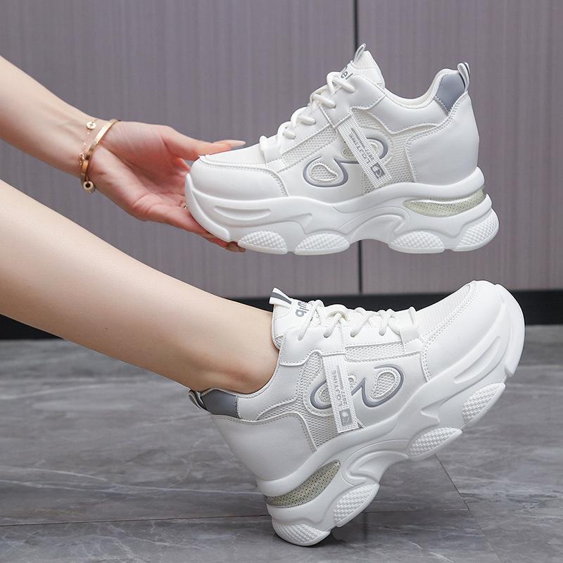 Dad Shoes Girl 2025 Spring and Autumn Korean Edition New Small Thick-soled Medium Heel Simple Casual Sports Little White Shoes