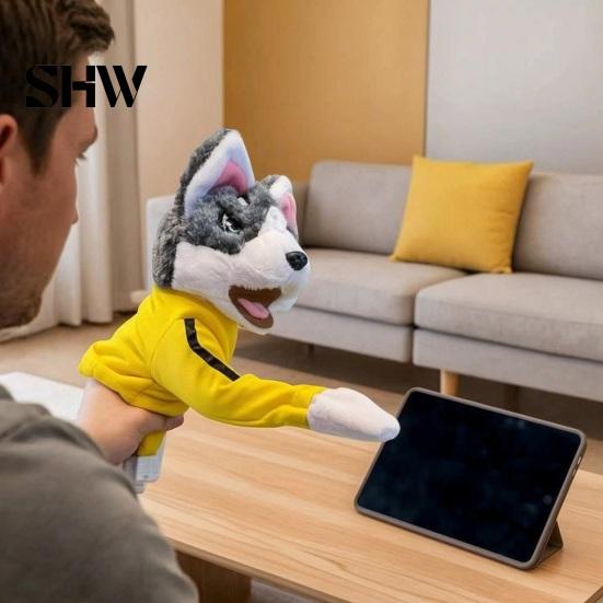 Durable Chew Toys for Dogs Boxing Animal Hand Puppet, Plush Shark Dinosaur Dog Toy Pets, Interactive Soft Cotton Filled Pet Play Training Prop,