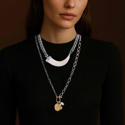 Osobnostní trend jedinečný kreativní smysl pro design vícevrstvý přívěsek ze zvířecího rohu řetízkový náhrdelník všestranný ležérní styl