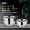 Stainless Steel Thickened 26cm Soup Pot Double Handle Gas Stove Cookware with Glass Lid (BPA Free, No FDA)