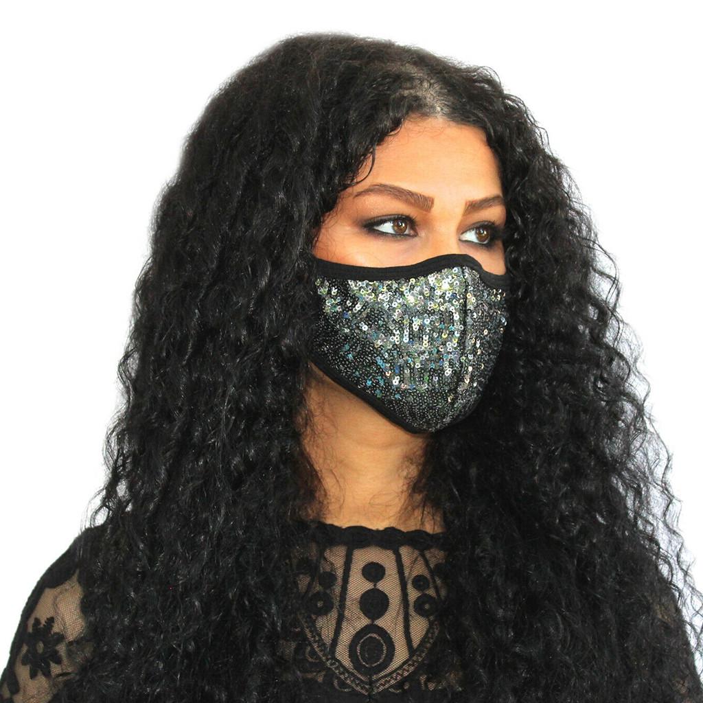 Women Sequins Cotton Mask Washable Breathable Mask Festival Mask